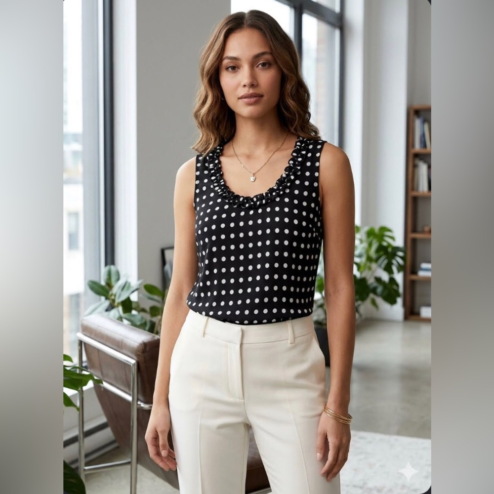 Simons | black and white polka dot Blouse | size S
